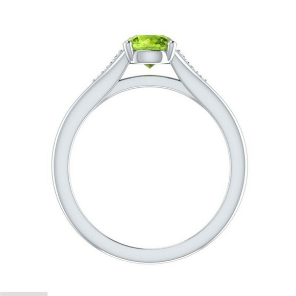 Elegant Women 925 Silver Ring Round Cut Peridot - Picture 2 of 3